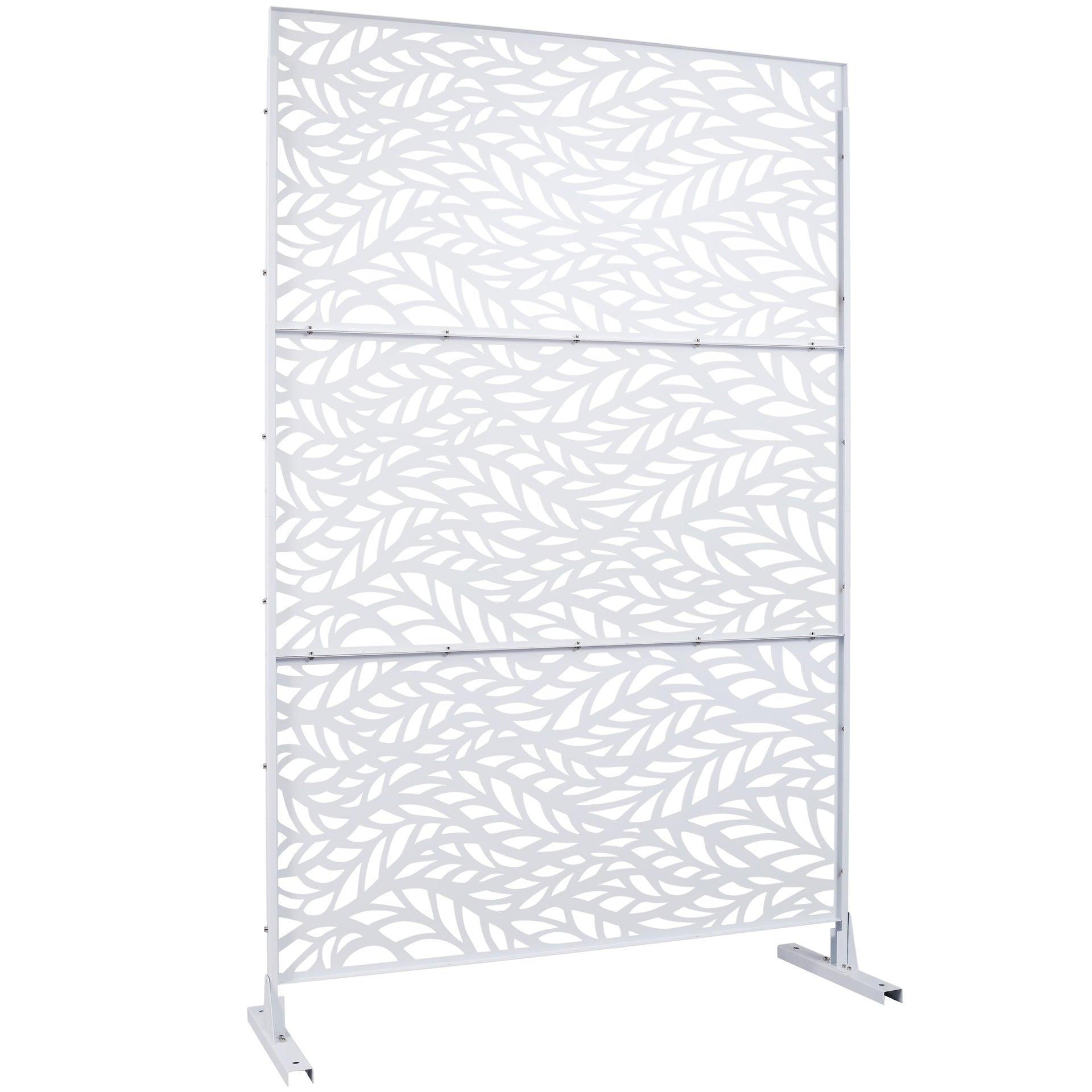 Outdoor & Indoor Privacy Screen Metal Privacy Screen 76" H×48" W, Freestanding Decorative Privacy Screen for Deck Balcony Patio, Privacy Fence Panels for Outside Lawn Garden PS110 WHITE