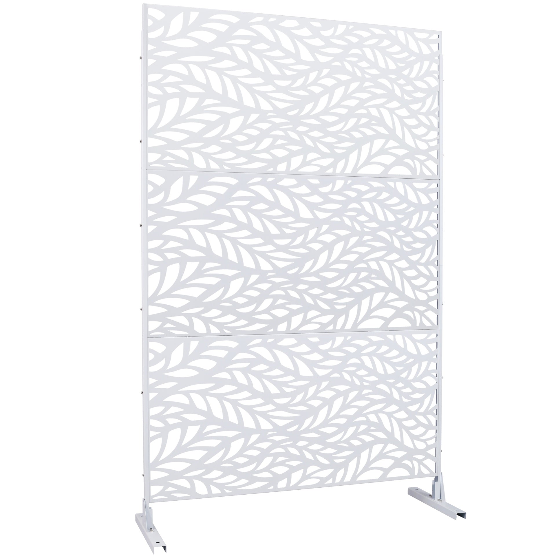 Outdoor & Indoor Privacy Screen Metal Privacy Screen 76" H×48" W, Freestanding Decorative Privacy Screen for Deck Balcony Patio, Privacy Fence Panels for Outside Lawn Garden PS110 WHITE