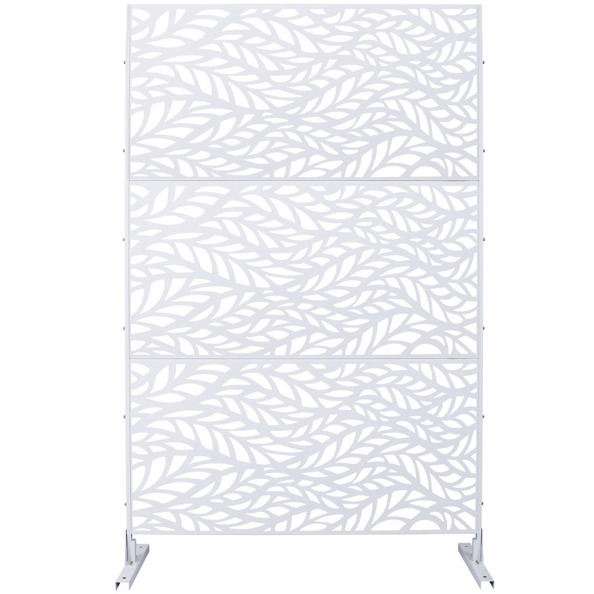 Outdoor & Indoor Privacy Screen Metal Privacy Screen 76" H×48" W, Freestanding Decorative Privacy Screen for Deck Balcony Patio, Privacy Fence Panels for Outside Lawn Garden PS110 WHITE