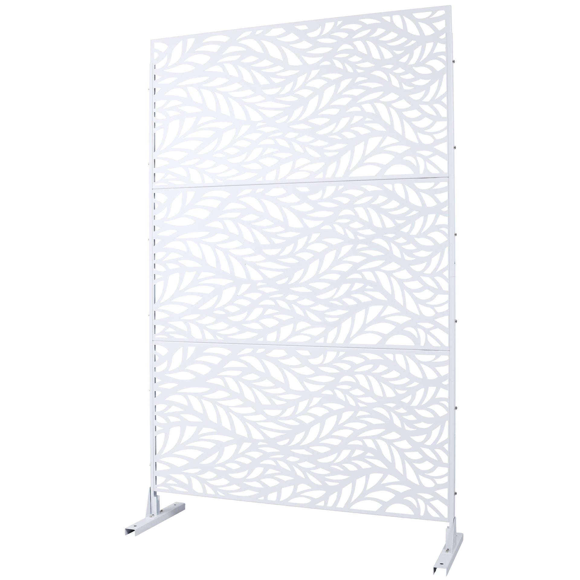 Outdoor & Indoor Privacy Screen Metal Privacy Screen 76" H×48" W, Freestanding Decorative Privacy Screen for Deck Balcony Patio, Privacy Fence Panels for Outside Lawn Garden PS110 WHITE
