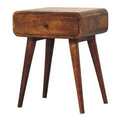 Avora Chestnut Nightstand with 1-Drawer, Nordic Legs, Brown