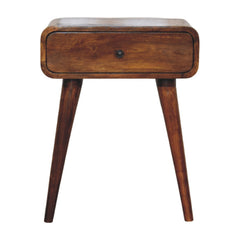 Avora Chestnut Nightstand with 1-Drawer, Nordic Legs, Brown