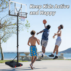 Use for Outdoor Height Adjustable 5.7 to 10ft Basketball Hoop 44 Inch Backboard Portable Basketball Goal System with Stable Base and Wheels