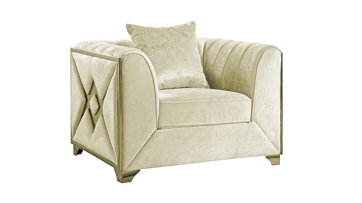 Velencia Modern Style Chair  in Cream  same as B009139135 (CA inventory)