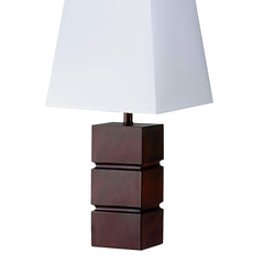 27.5" Tall Polyresin Table Lamp with Dark Cherry finish, White Fabric Shade