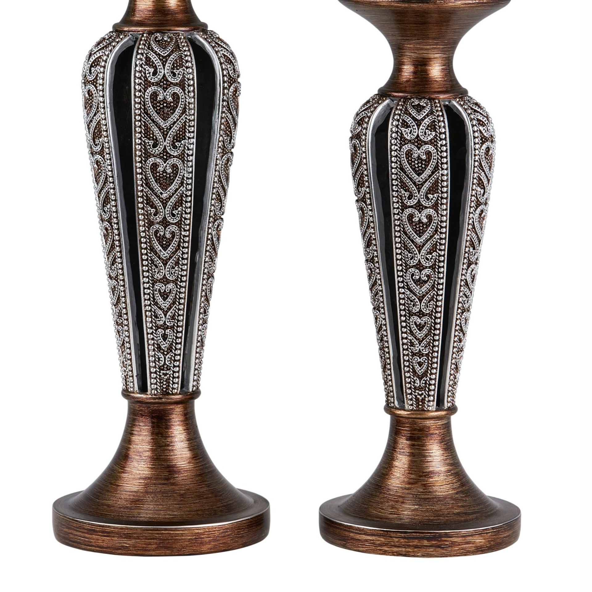 12" and 14" Tall "Everly" Candleholder, Bronze and Chrome finish (Set of 2)