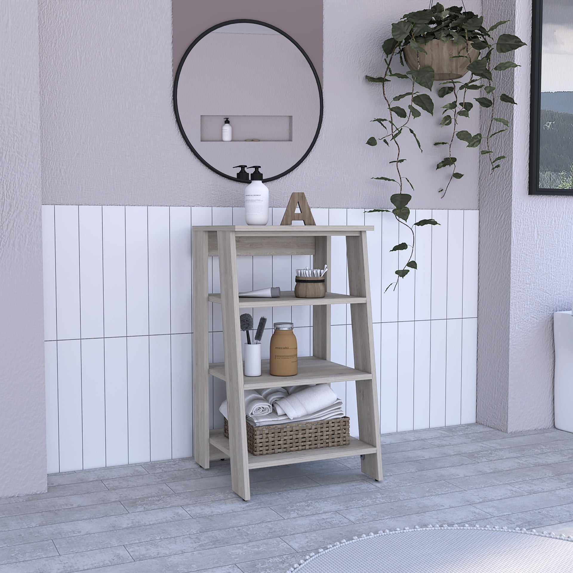Cabinet 30" H, Four Shelves, Vertical, Light Gray