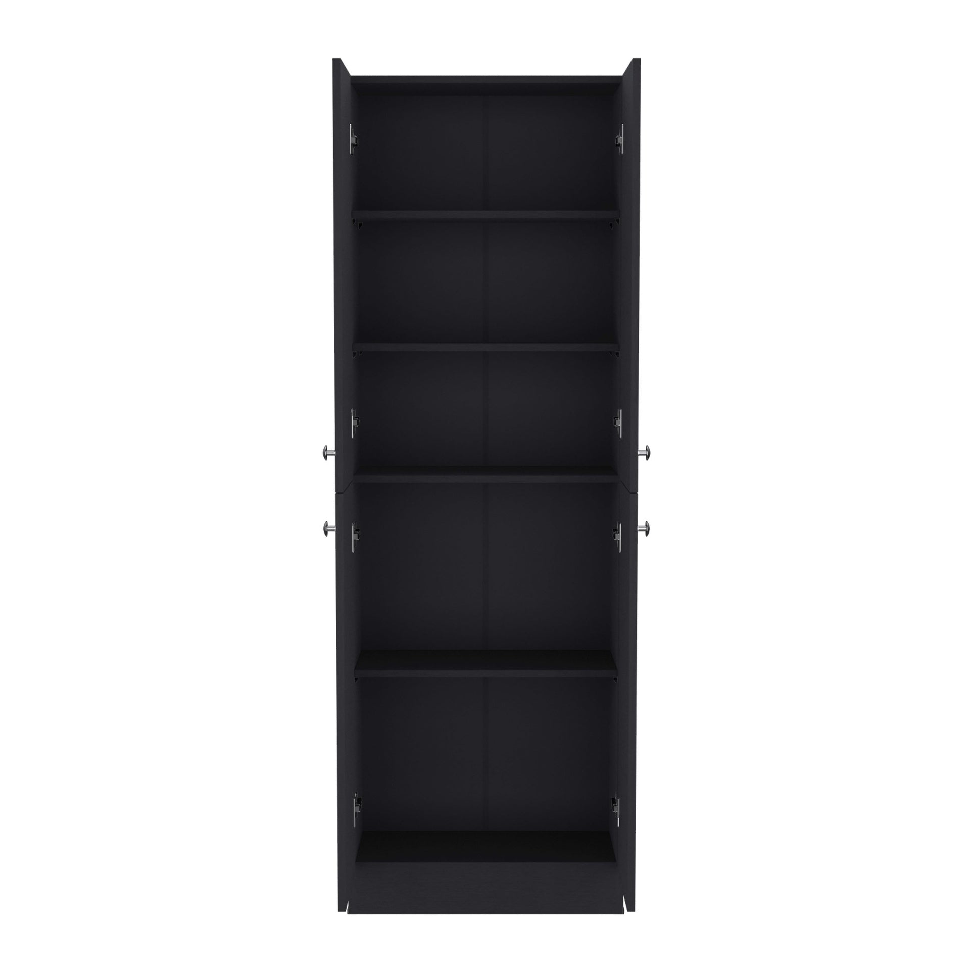 Kitchen Pantry 71" H, 4 Doors, 5 Adjustable Shelves, Laundry, Black