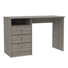 Computer Desk With 1-Open Storage Shelf, 3 Drawers, Light Gray