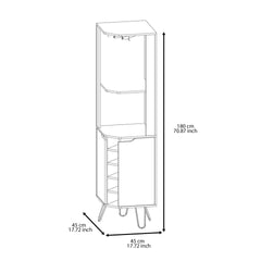 Corner Cabinet Six Built-in Wine Rack, Two Shelves, Four Shelves, Macadamia / Black