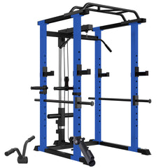 Multi-functional Power Cage, Home Adjustable Pullup Squat Rack 1000Lbs Capacity Comprehensive Fitness Barbell Rack with Gym accessories 7ft Olympic Bar