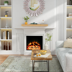 Fireplace Mantel,48" Wood Floating Fireplace Shelves,Wall Mounted Wooden Display Shelving,Handcrafted Wood Brack,Natural Mantels Over Fireplace,48" x 8" x 3"-Clear Varnished Natural Wood