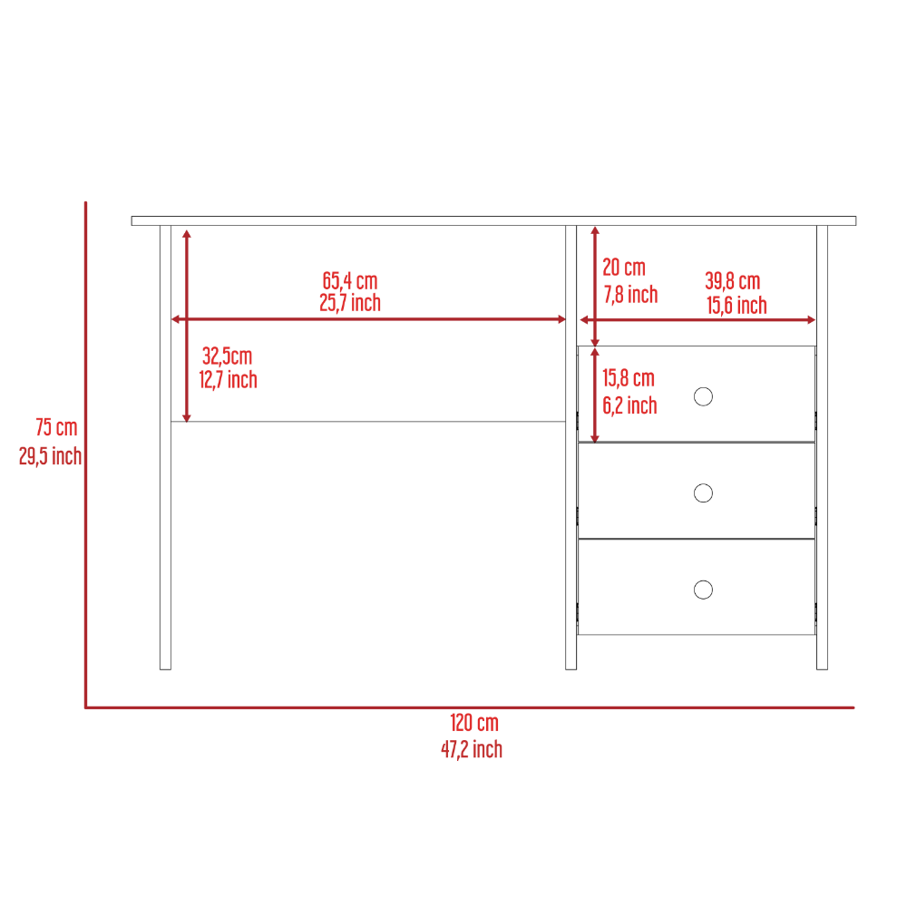 Computer Desk with Open Storage Shelf and 3-Drawers, Light Gray