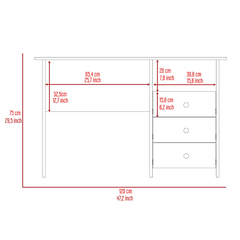 Computer Desk with Open Storage Shelf and 3-Drawers, Light Gray