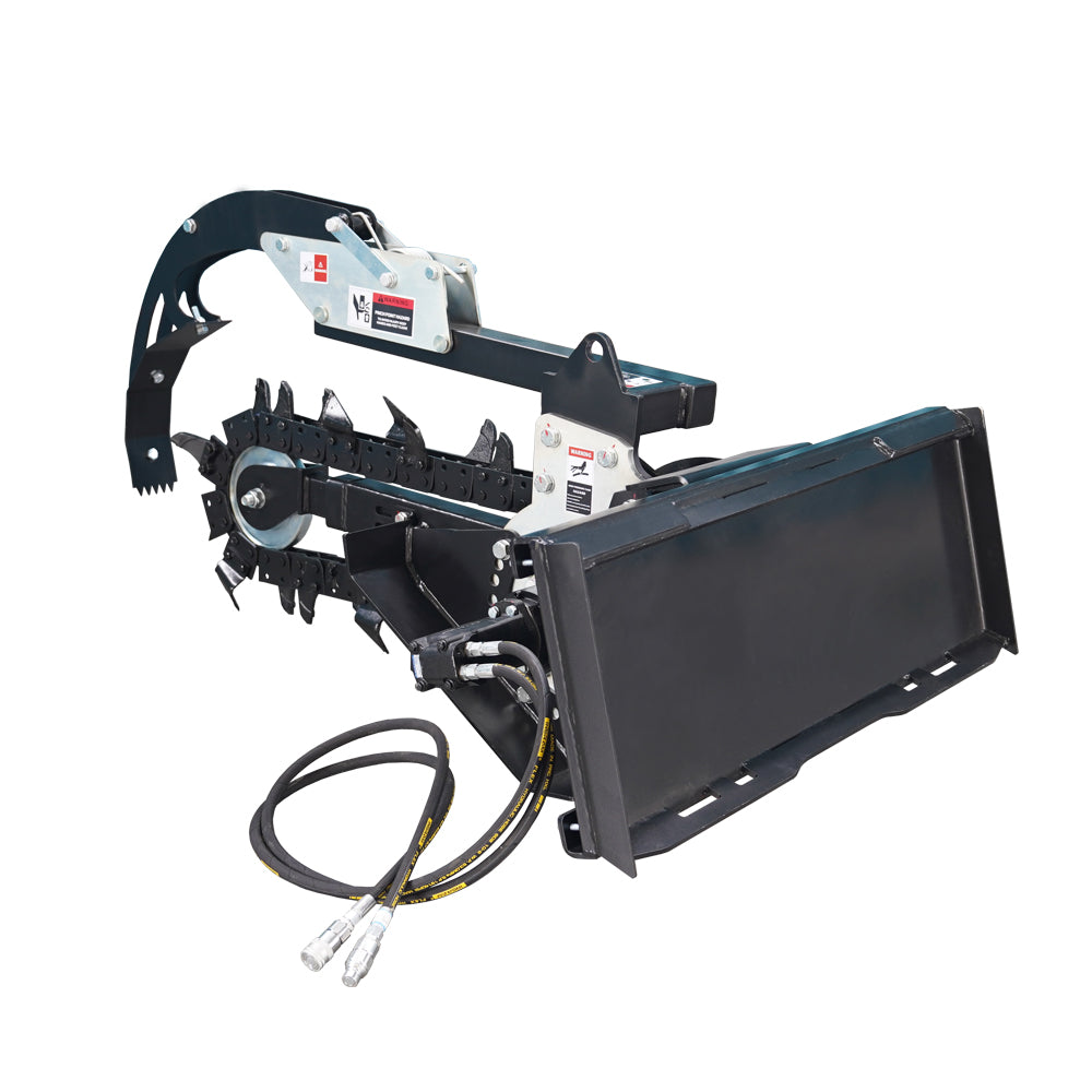 Skid Steer Trenchers Attachment with Adjustable Depth Control Foot, Universal Mount Plate