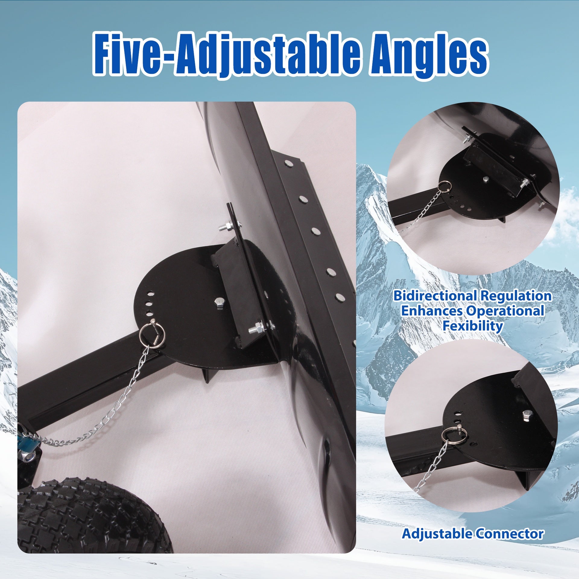 30" Wide Metal Snow Pusher with 15" Height & 2 Wheels,Adjustable Angle & Height Handle  for Effortless Snow Clearing,Ergonomic Single-Rod Design for Driveway & Sidewalk