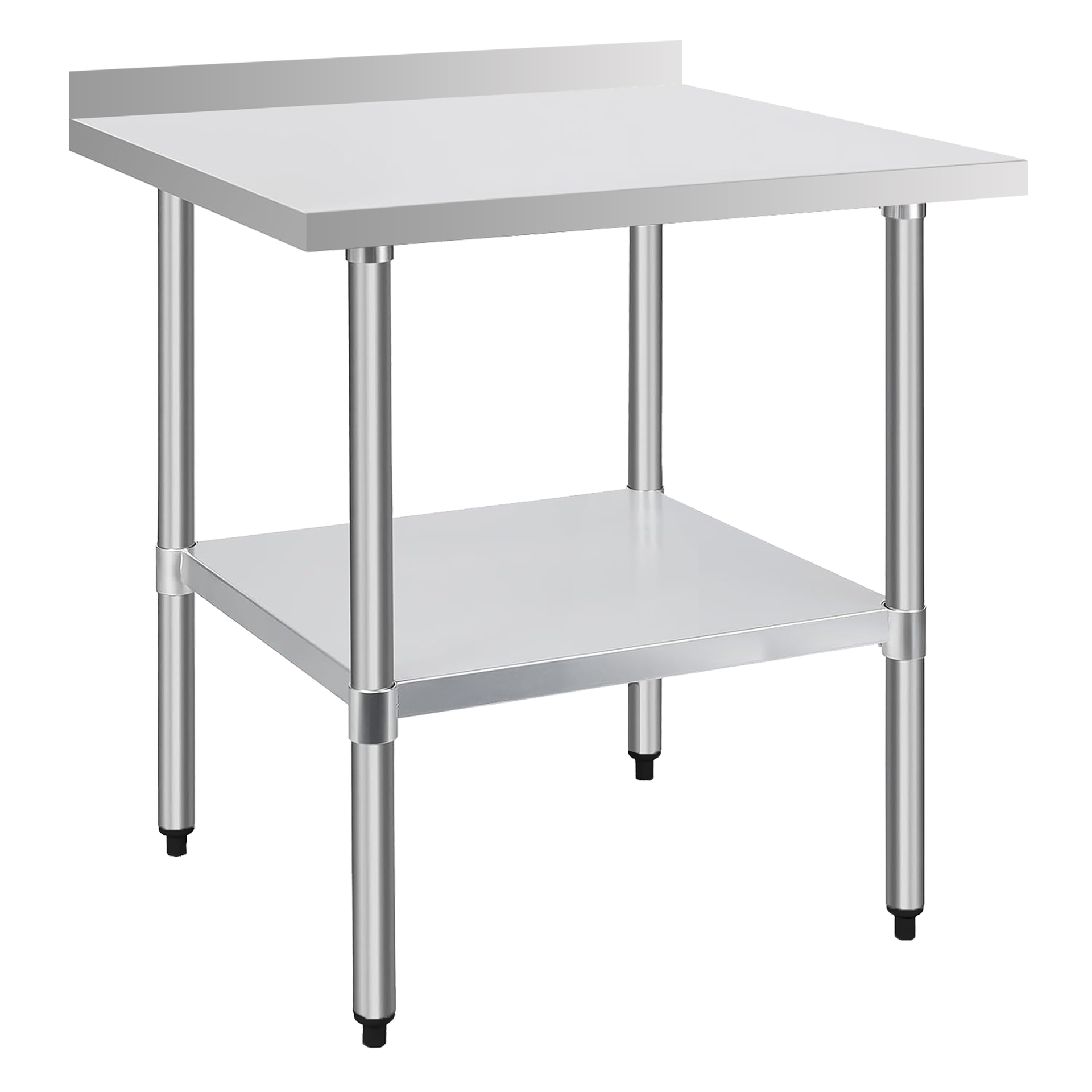 30" x 30" 18-Gauge Stainless Steel Commercial Work Table with 4" Backsplash and Undershelf