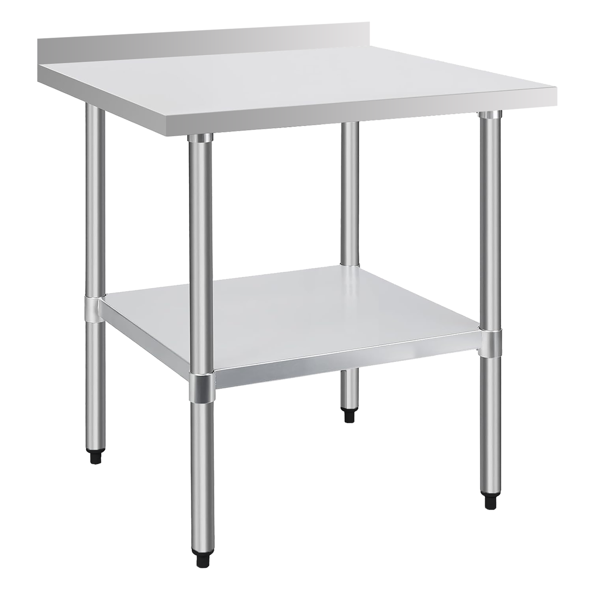 30" x 30" 18-Gauge Stainless Steel Commercial Work Table with 4" Backsplash and Undershelf