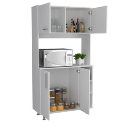 95 Pantry Kit, Four Legs, Double Door Cabinet, Three Shelves  -White