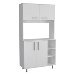 95 Pantry Kit, Four Legs, Double Door Cabinet, Three Shelves  -White