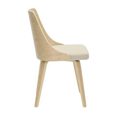 Anabelle Mid-Century Modern Dining/Accent Chair in Natural Wood and Cream Fabric by LumiSource - Set of 2