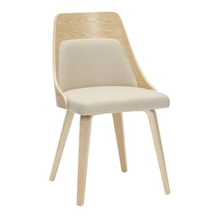 Anabelle Mid-Century Modern Dining/Accent Chair in Natural Wood and Cream Fabric by LumiSource - Set of 2