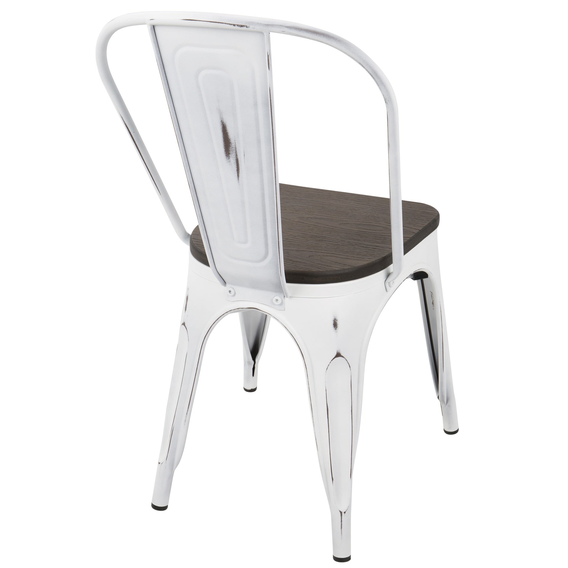 Oregon Industrial-Farmhouse Stackable Dining Chair in Vintage White and Espresso by LumiSource - Set of 2