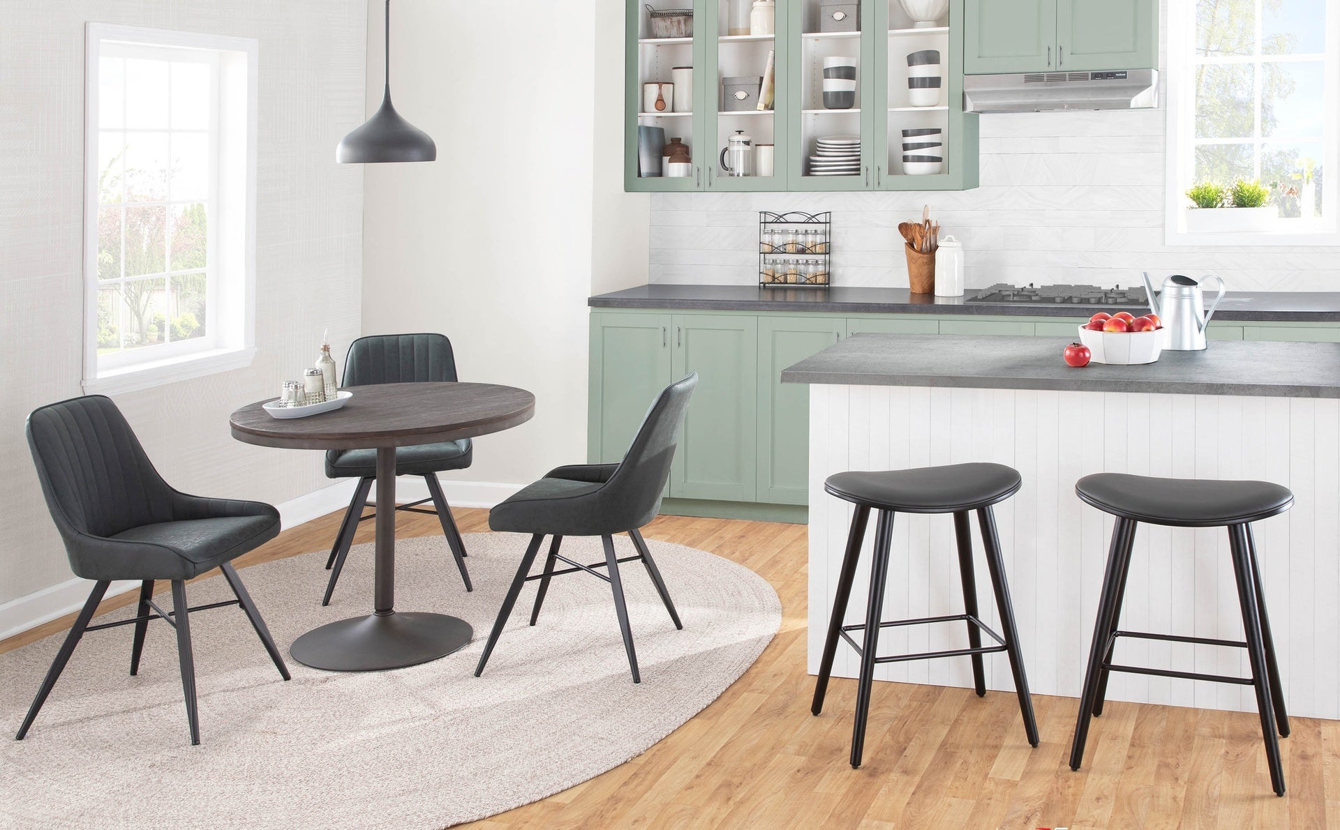 Dakota Industrial Dining Table in Antique Metal and Espresso Wood-Pressed Grain Bamboo by LumiSource