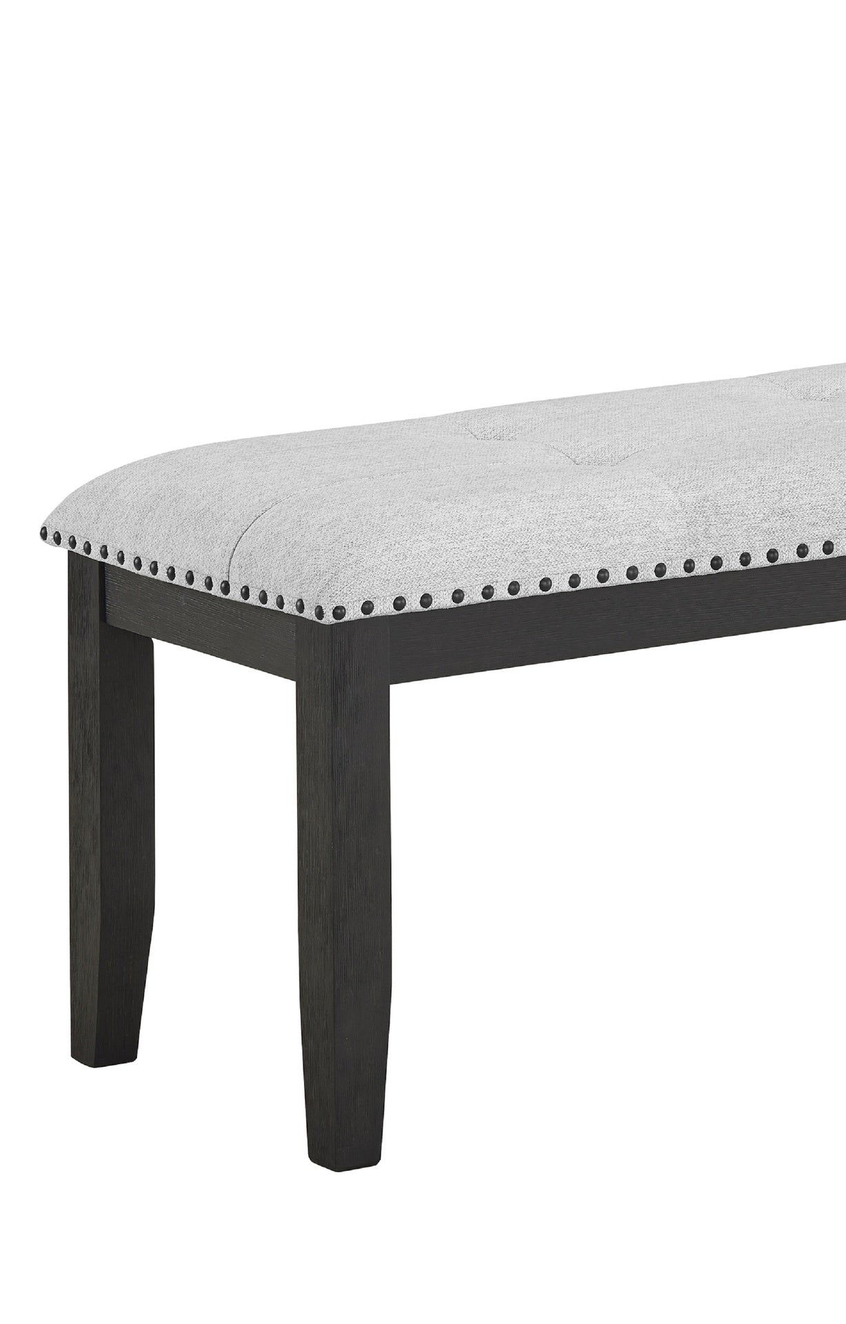 1pc Transitional Upholstered Dining Bench Light Gray Upholstery Black Finish Legs Nailhead Tufted Seat Dining Room Bedroom Living Room Furniture