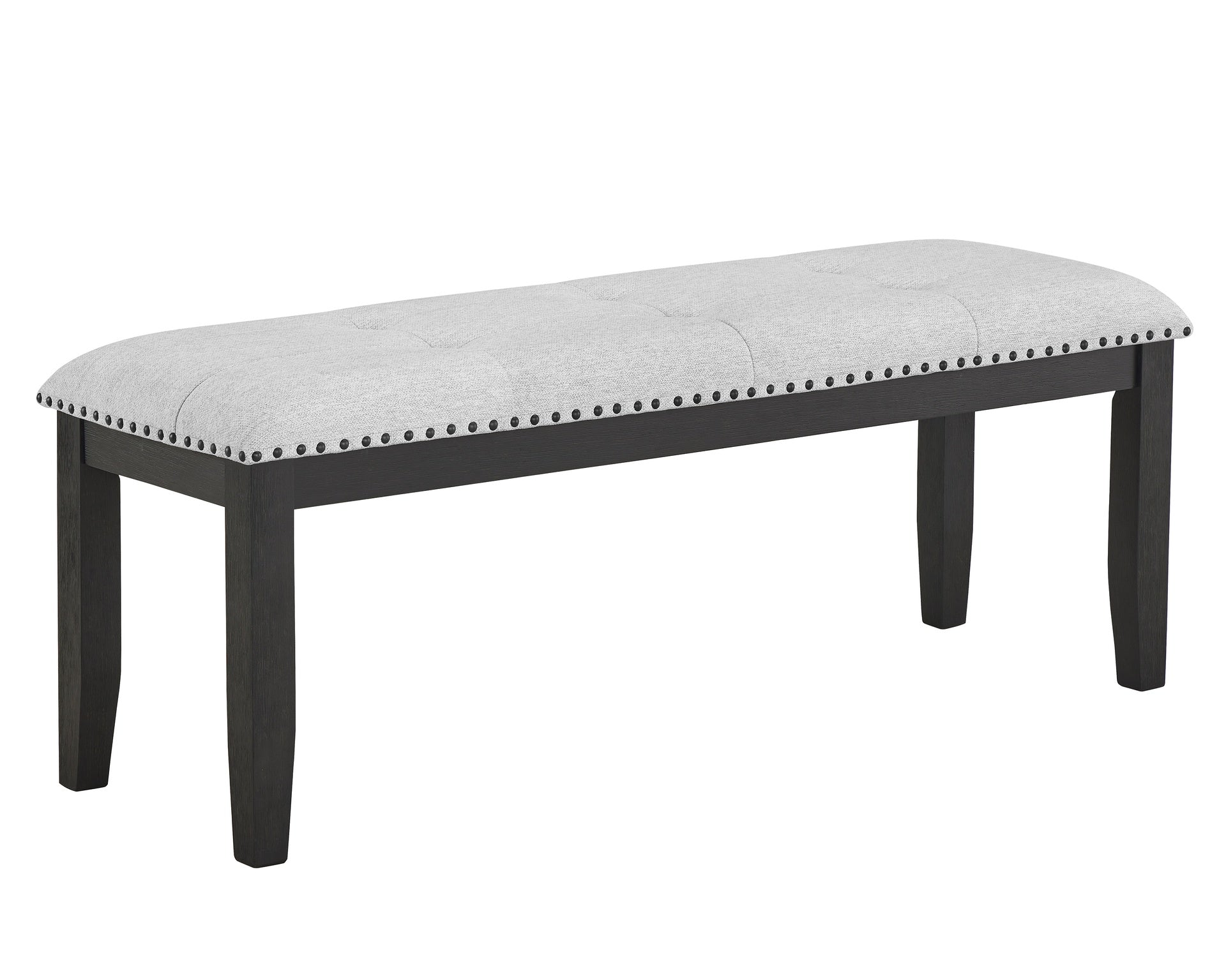 1pc Transitional Upholstered Dining Bench Light Gray Upholstery Black Finish Legs Nailhead Tufted Seat Dining Room Bedroom Living Room Furniture