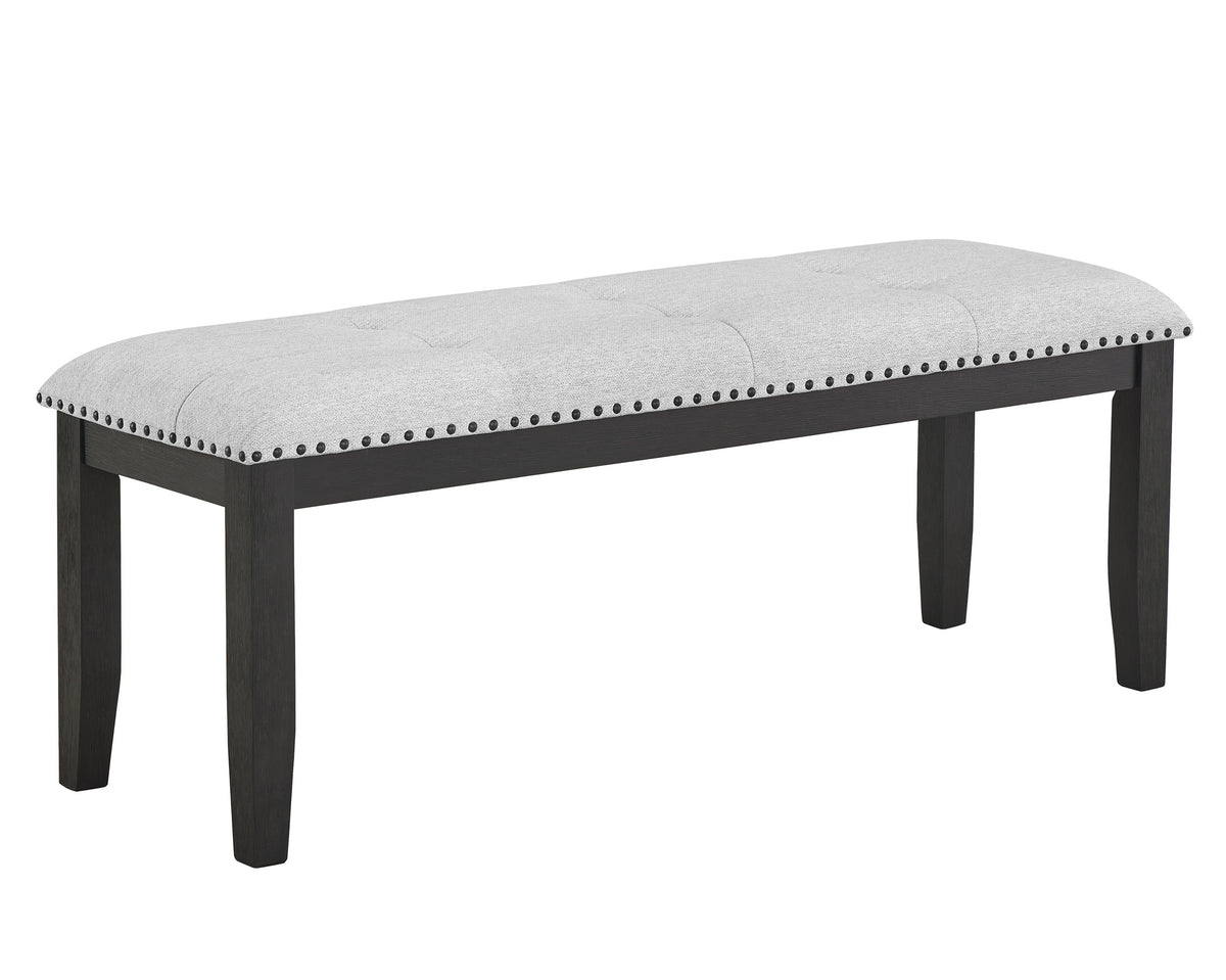 1pc Transitional Upholstered Dining Bench Light Gray Upholstery Black Finish Legs Nailhead Tufted Seat Dining Room Bedroom Living Room Furniture