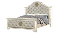 JASMINE Queen 4 Pc Unique LED Vanity Bedroom Set made with Wood in Beige(NJ INVENTORY)