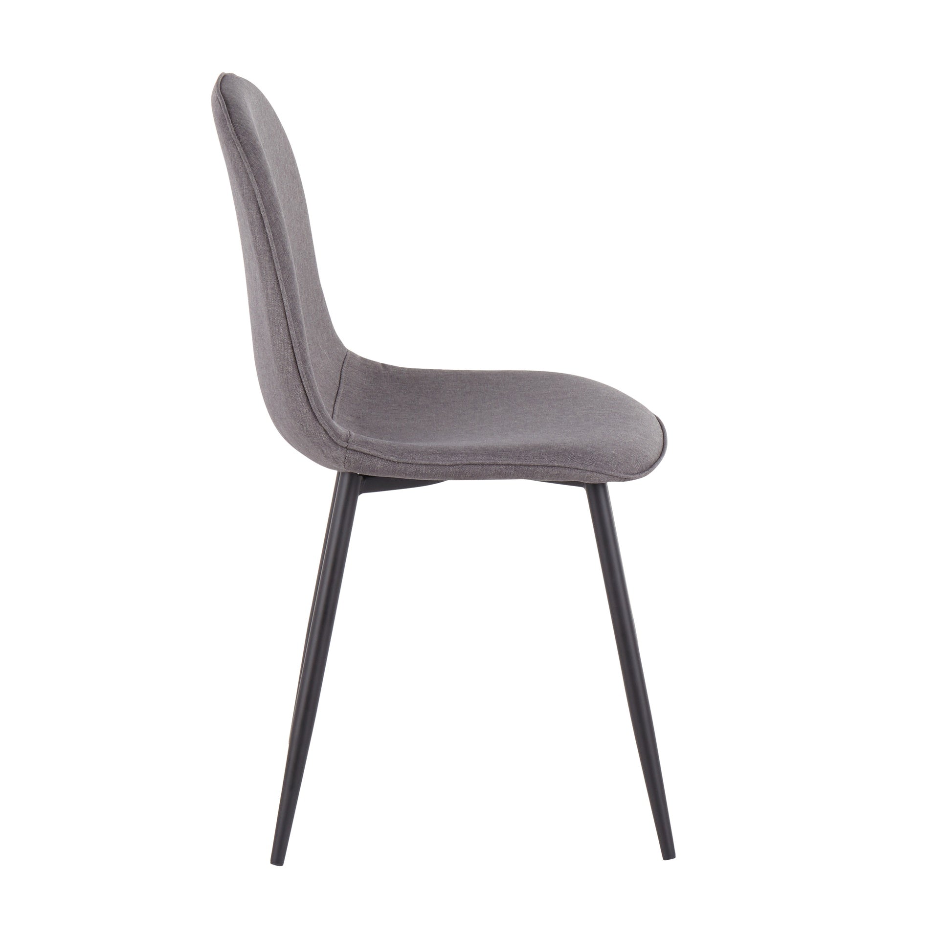 Pebble Contemporary Chair in Black Steel and Charcoal Fabric by LumiSource - Set of 2