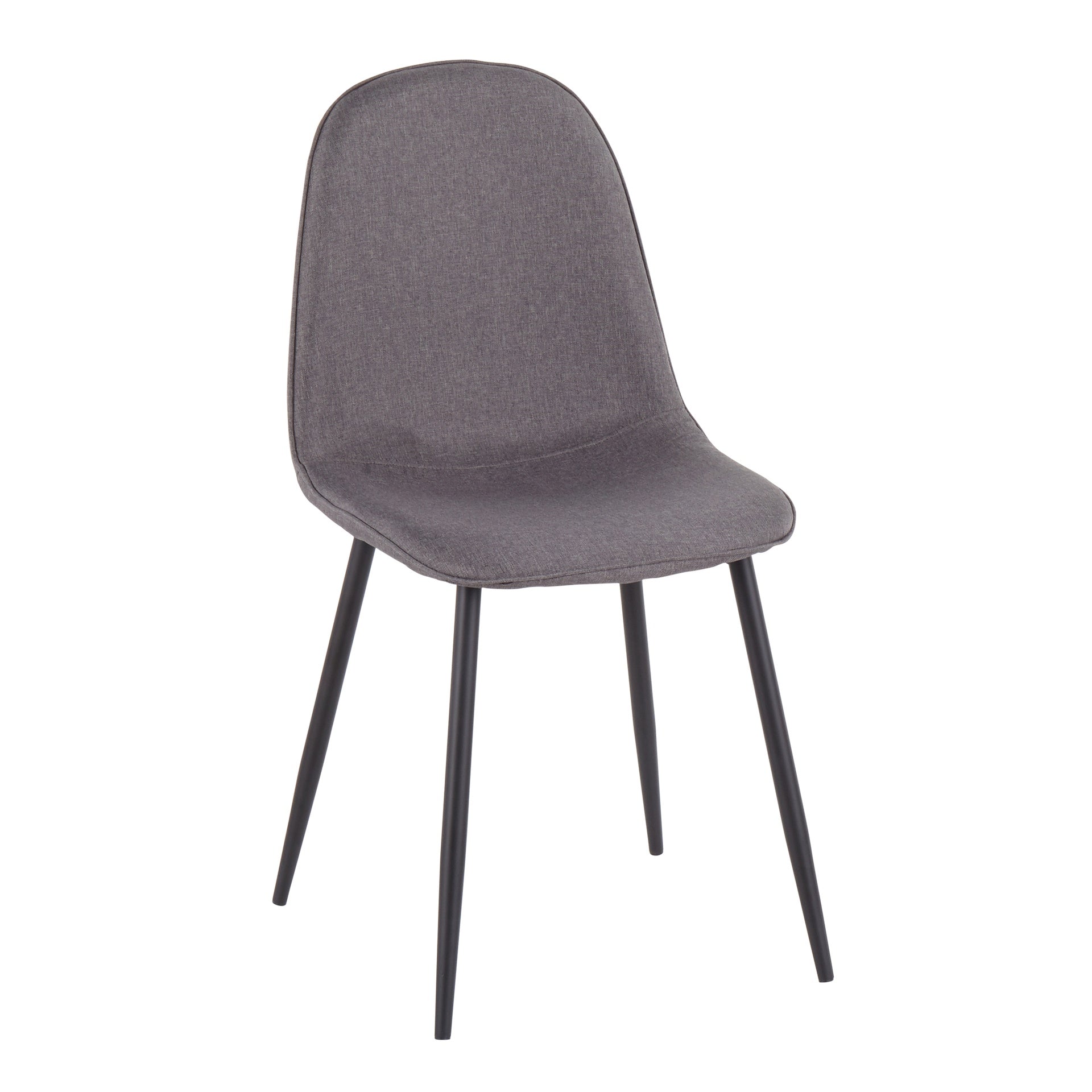 Pebble Contemporary Chair in Black Steel and Charcoal Fabric by LumiSource - Set of 2