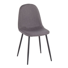 Pebble Contemporary Chair in Black Steel and Charcoal Fabric by LumiSource - Set of 2