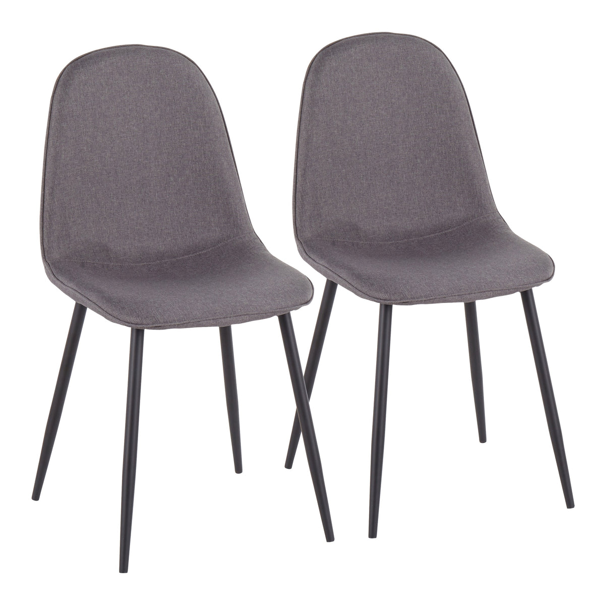 Pebble Contemporary Chair in Black Steel and Charcoal Fabric by LumiSource - Set of 2