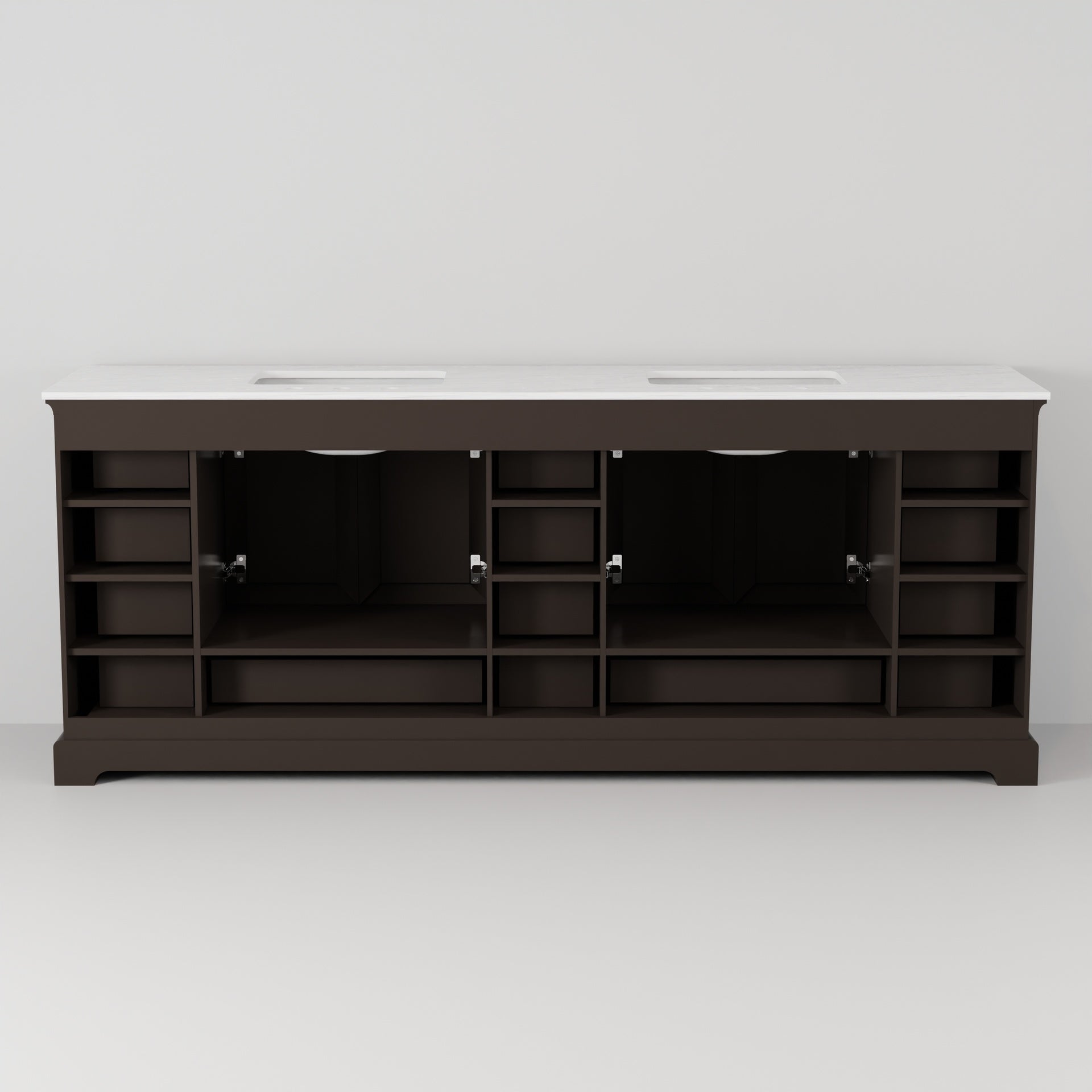 Espresso Double Bath Vanity 84 in. W x 22 in. D, and 34 in. Mirrors
