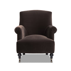 Eloise 30" Pleated Sock Arm Accent Armchair Deep Brown Performance Velvet
