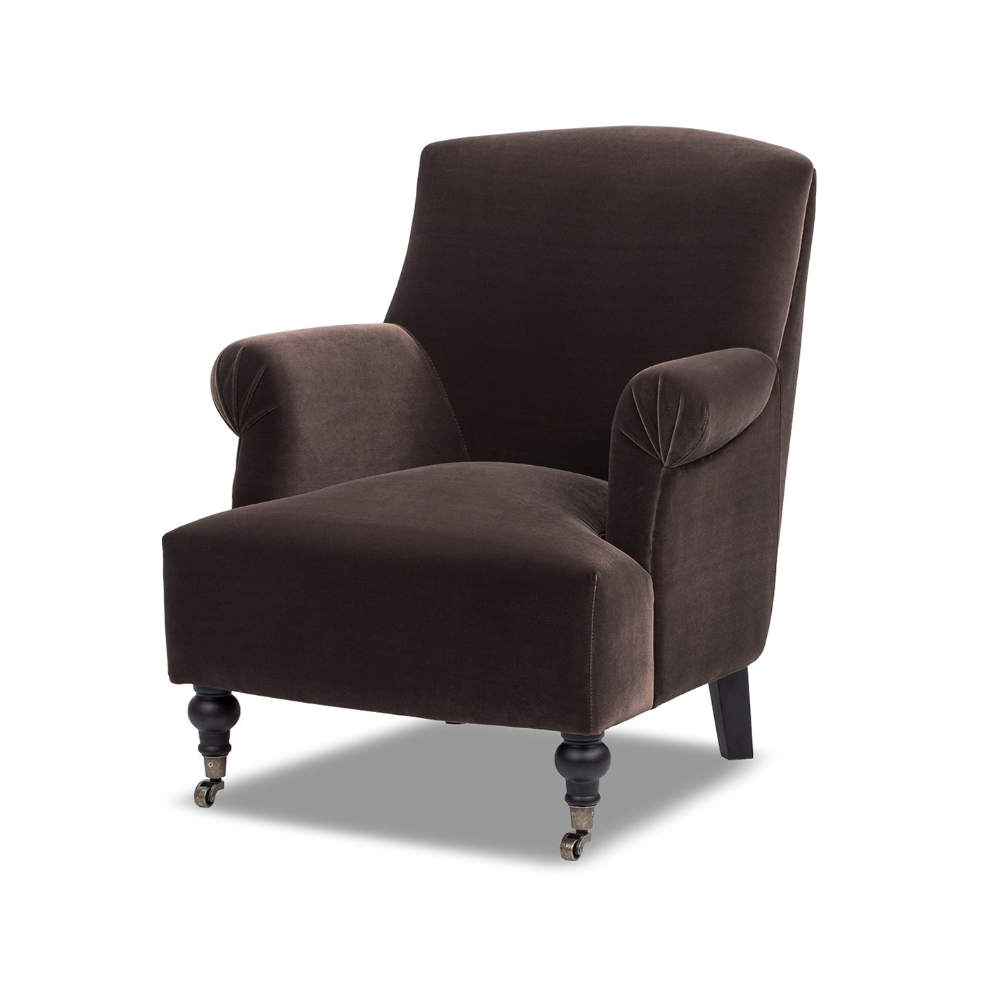 Eloise 30" Pleated Sock Arm Accent Armchair Deep Brown Performance Velvet