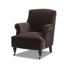 Eloise 30" Pleated Sock Arm Accent Armchair Deep Brown Performance Velvet
