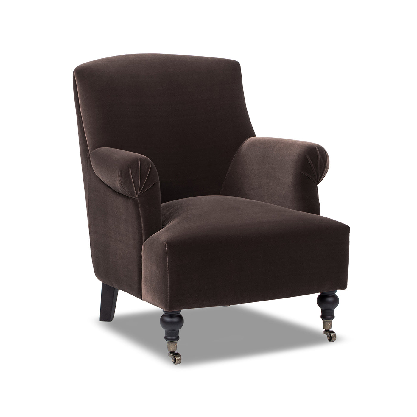 Eloise 30" Pleated Sock Arm Accent Armchair Deep Brown Performance Velvet