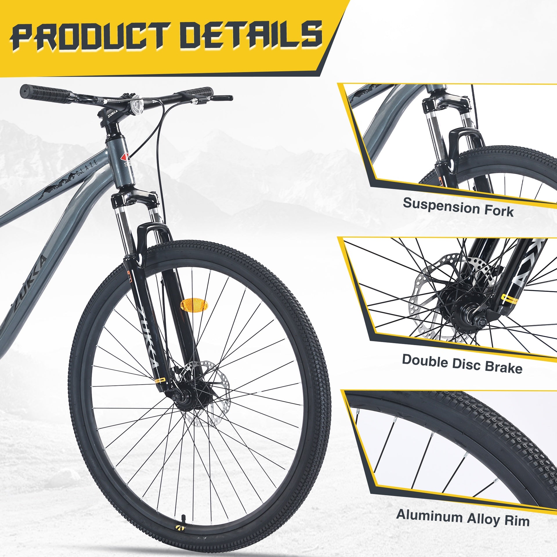 29 Inch Wheels Single Speed Mountain Bike, for Men Women Boys and Girls, Front Suspension, Steel Frame