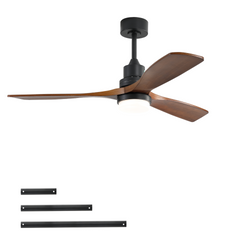 52 Inch Smart Ceiling Fan with LED 18W Triple Color Dimmable Memory Lighting 3 Walnut Finish Blades and DC Motor