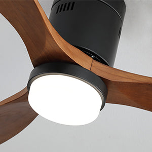 52 Inch Ceiling Fan With Lights 3 Solid Wood Fan Blade Noiseless Reversible Motor Smart Remote Control