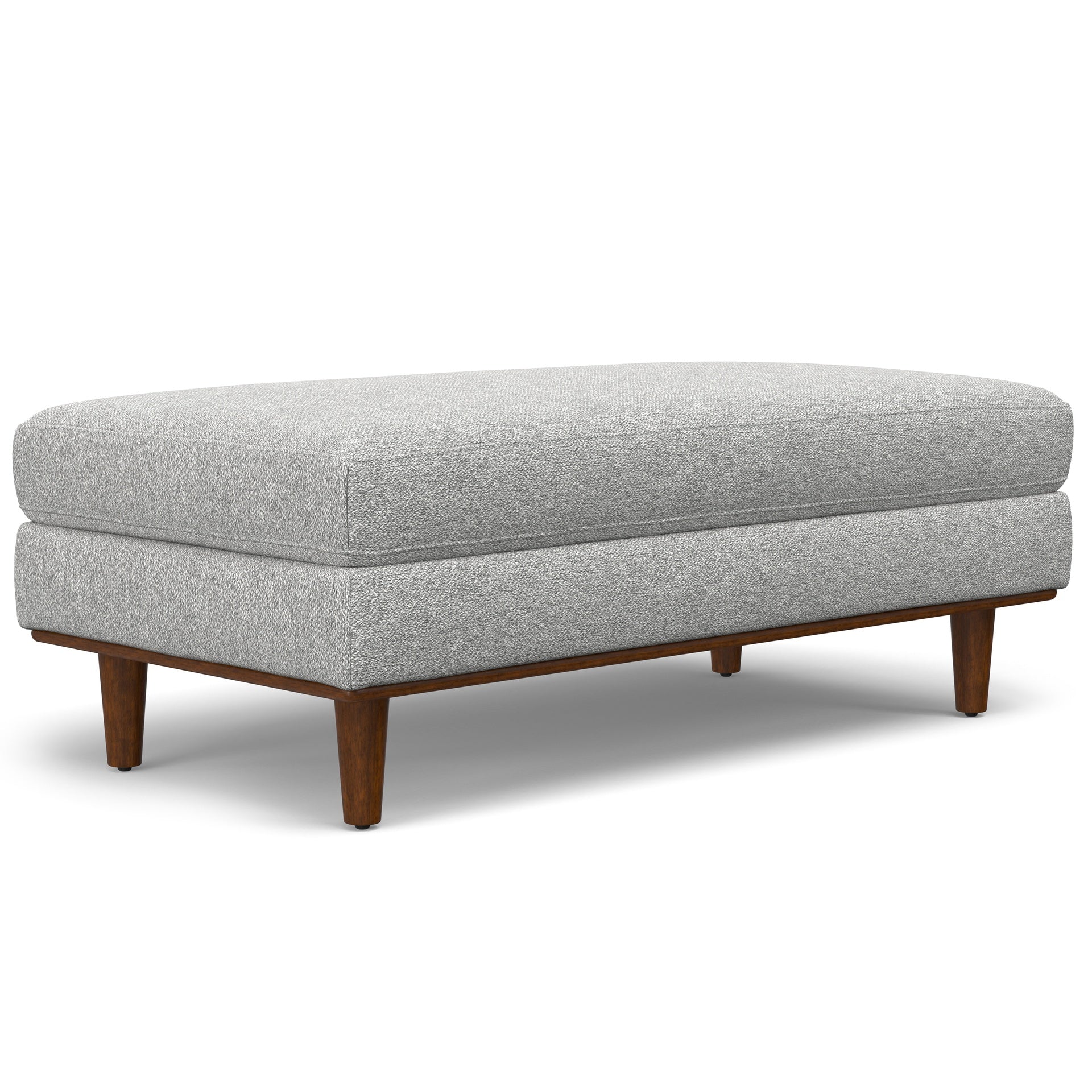 Morrison Large Rectangular Ottoman in Mist Grey Woven-Blend Fabric