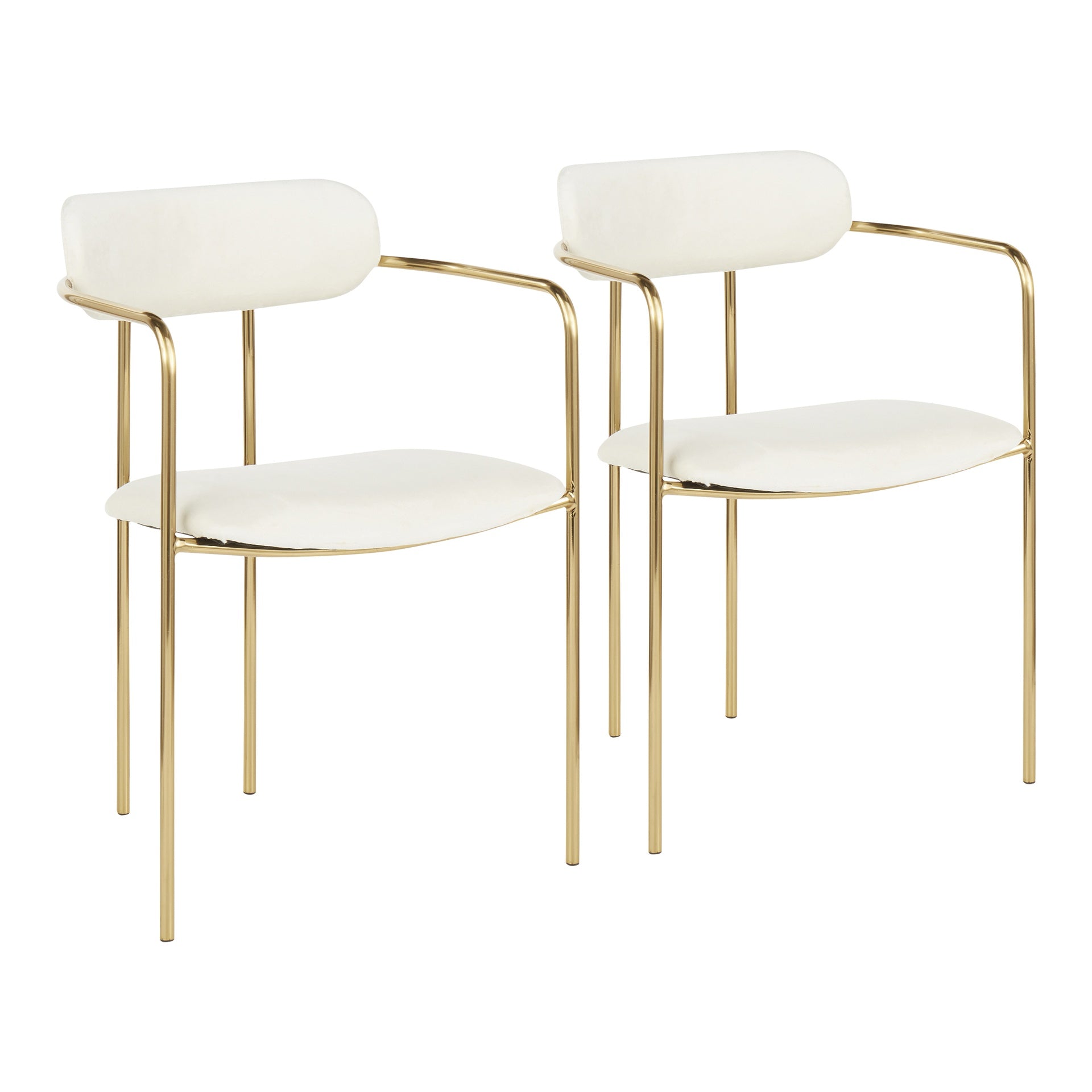 Demi Contemporary Chair in Gold Metal and Cream Velvet by LumiSource - Set of 2