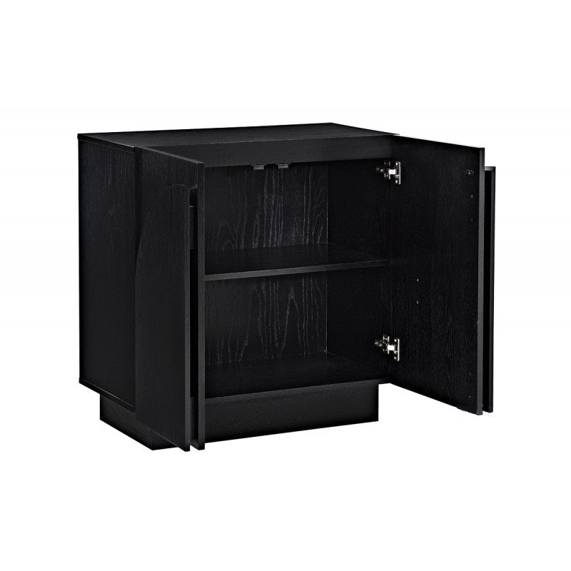 Mid-Century Modern Black Sideboard Buffet, Living Room Wood Storage Cabinet with Arched Cabinet Doors, Black Credenza Cabinet for Kitchen or Living Room, Black