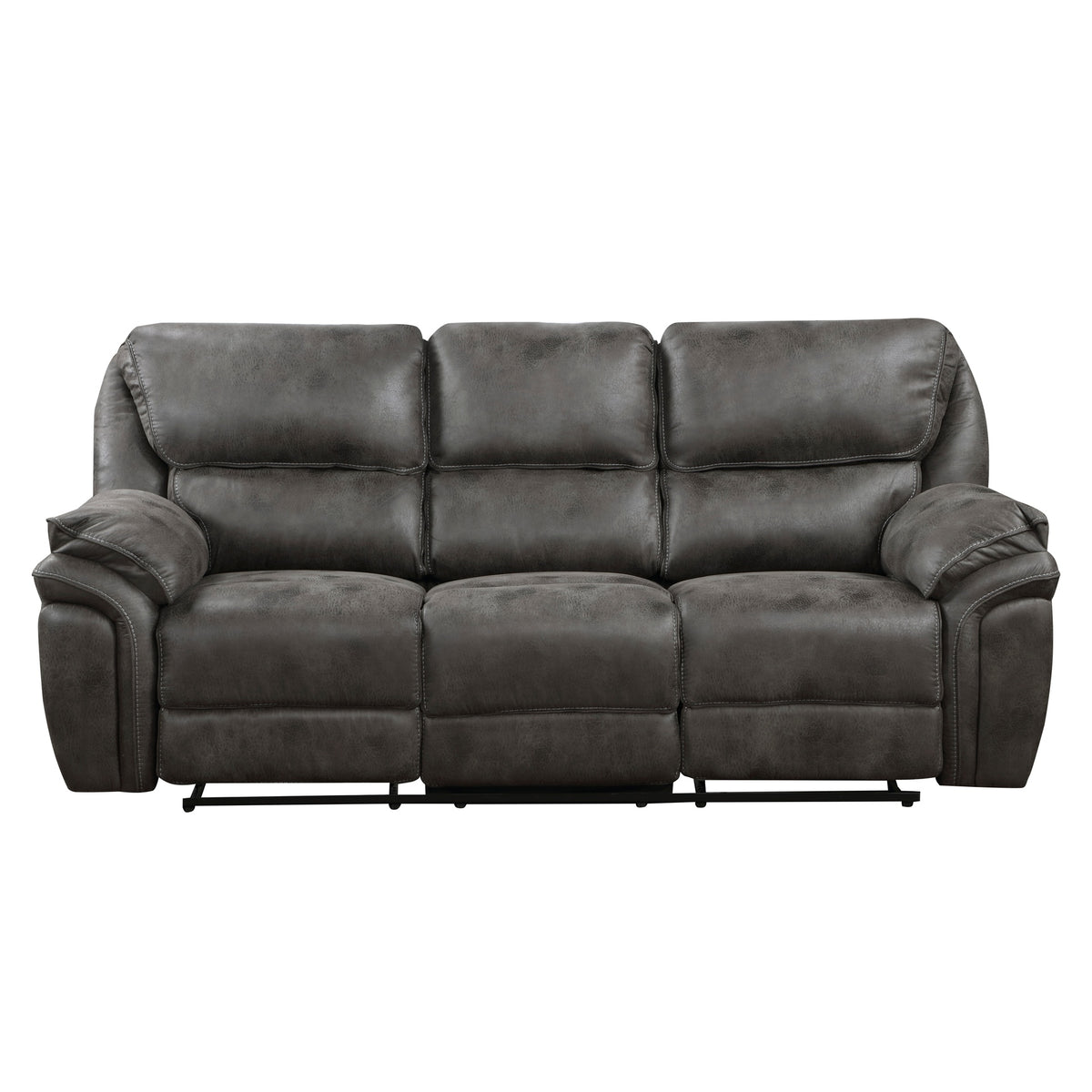 Plush Modern Living Room Sofa Set 3pc Reclining Sofa Loveseat Rocker Reclining Chair Gray Microfiber Upholstery Solid Wood Frame Furniture