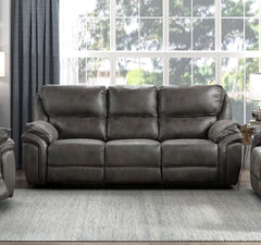 Plush Modern Living Room Sofa Set 3pc Reclining Sofa Loveseat Rocker Reclining Chair Gray Microfiber Upholstery Solid Wood Frame Furniture