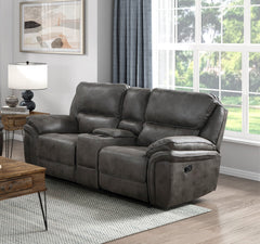 Plush Modern Living Room Sofa Set 3pc Reclining Sofa Loveseat Rocker Reclining Chair Gray Microfiber Upholstery Solid Wood Frame Furniture